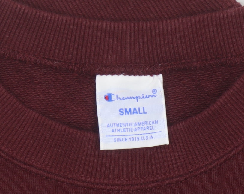 Champion Women Brown S Pullover Sweatshirt Logo Crew Neck