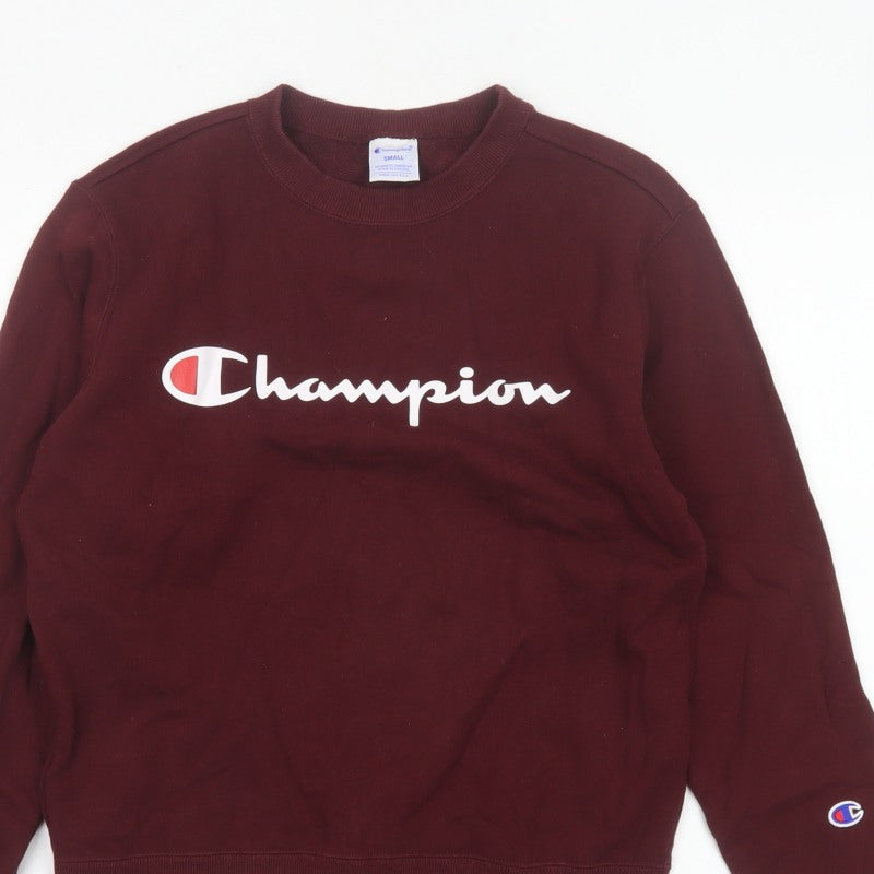 Champion Women Brown S Pullover Sweatshirt Logo Crew Neck