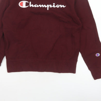 Champion Women Brown S Pullover Sweatshirt Logo Crew Neck