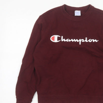 Champion Women Brown S Pullover Sweatshirt Logo Crew Neck