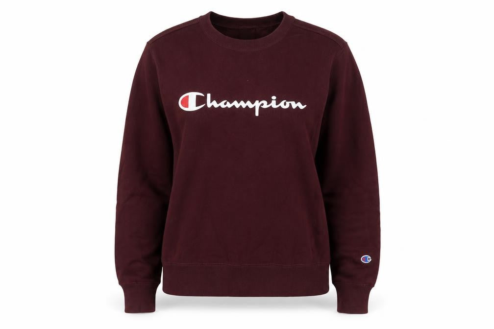 Champion Women Brown S Pullover Sweatshirt Logo Crew Neck