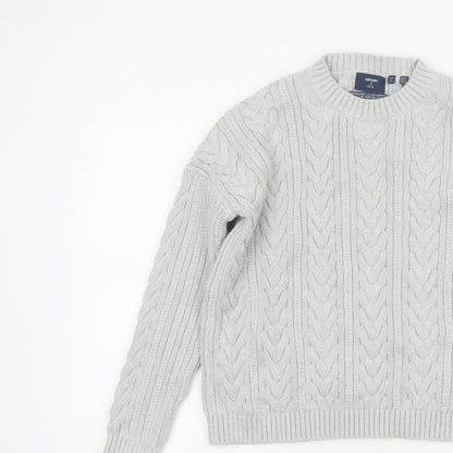 Superdry Women’s Grey UK 8 Cable Knit Cotton Crew Neck Pullover Jumper