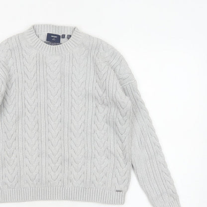 Superdry Women’s Grey UK 8 Cable Knit Cotton Crew Neck Pullover Jumper