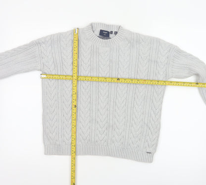 Superdry Women’s Grey UK 8 Cable Knit Cotton Crew Neck Pullover Jumper