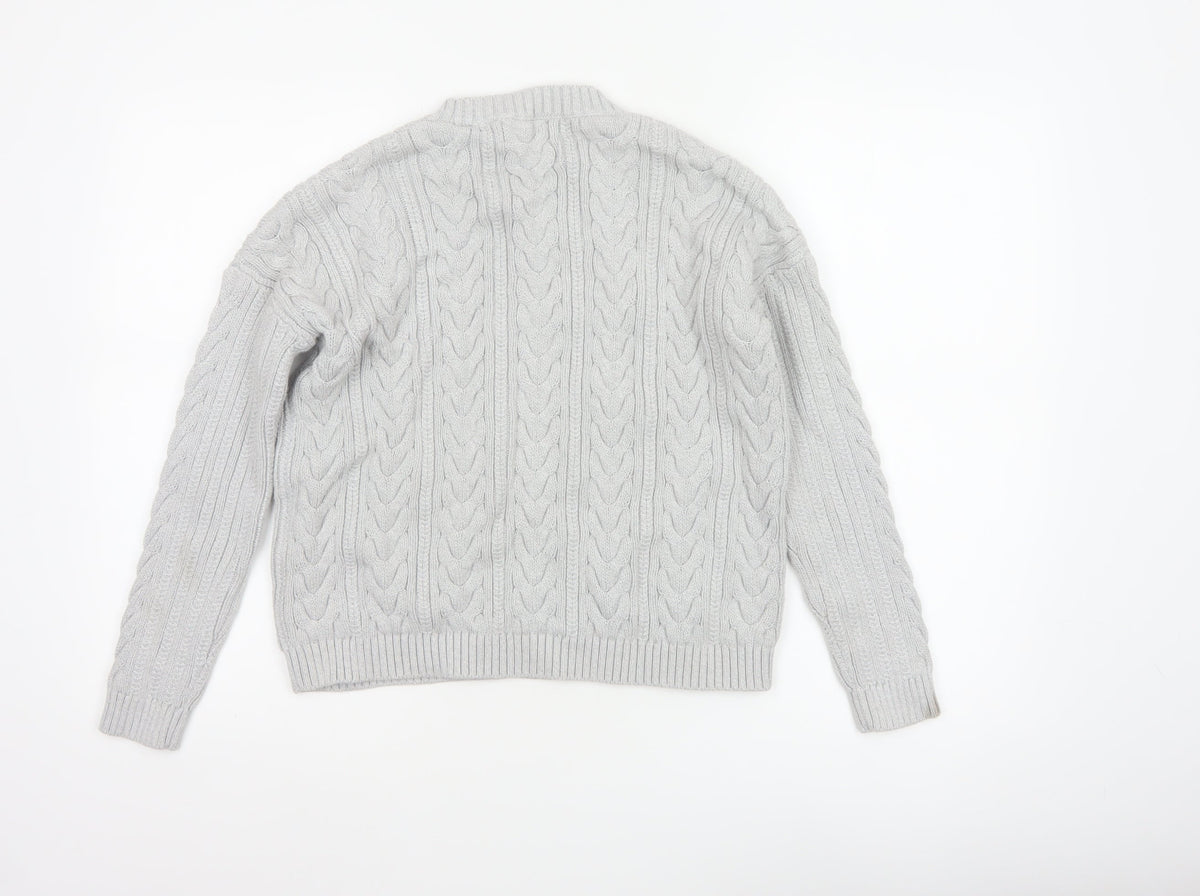 Superdry Women’s Grey UK 8 Cable Knit Cotton Crew Neck Pullover Jumper