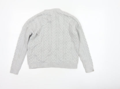 Superdry Women’s Grey UK 8 Cable Knit Cotton Crew Neck Pullover Jumper