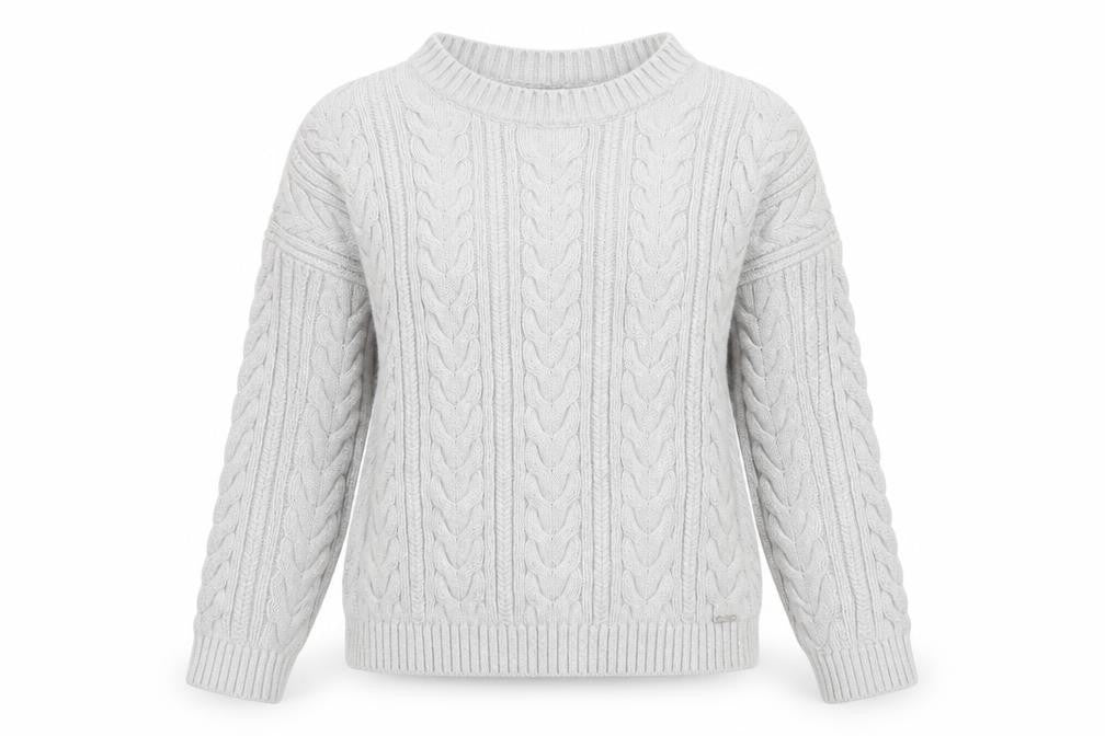 Superdry Women’s Grey UK 8 Cable Knit Cotton Crew Neck Pullover Jumper