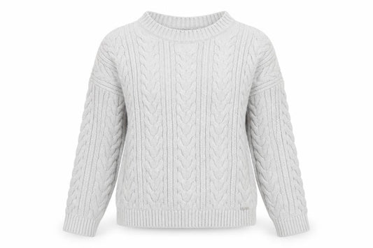 Superdry Women’s Grey UK 8 Cable Knit Cotton Crew Neck Pullover Jumper