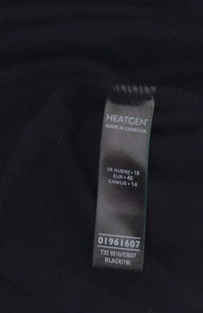 Heatgen Women Black UK 18 Basic Thermal Stretch Long Sleeve T-Shirt