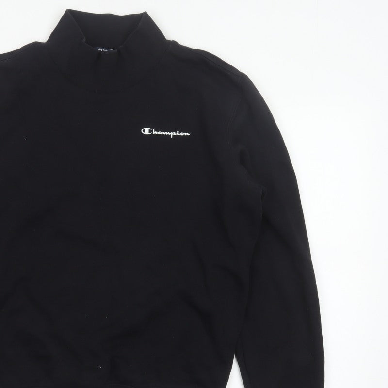 Champion Men’s Black M High Neck Logo Pullover Sweatshirt