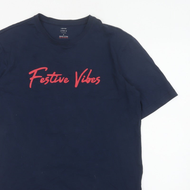 John Lewis Men's Navy S Festive Vibes Christmas Graphic T-Shirt