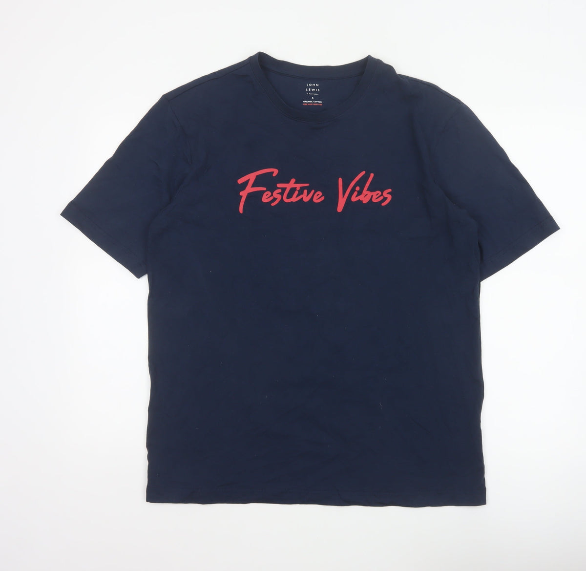 John Lewis Men's Navy S Festive Vibes Christmas Graphic T-Shirt
