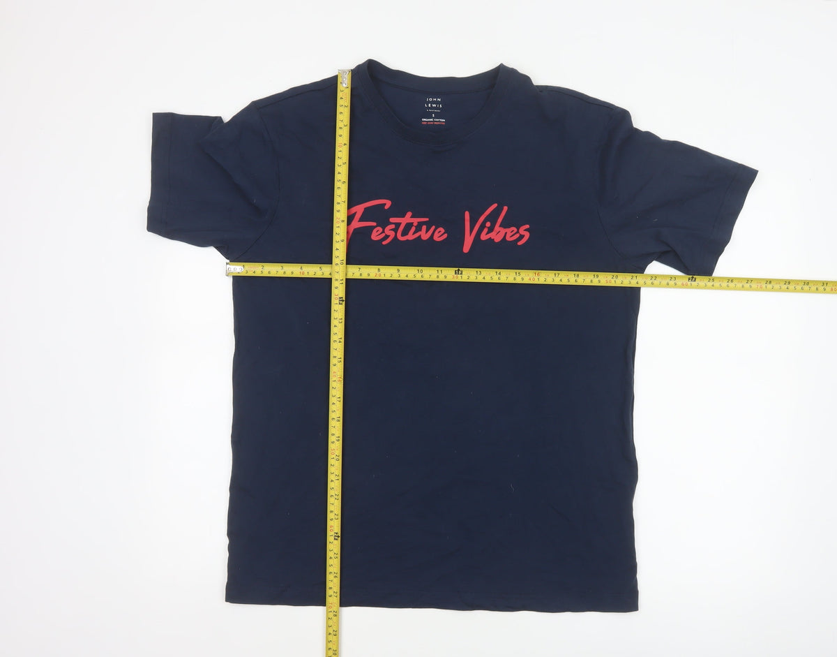 John Lewis Men's Navy S Festive Vibes Christmas Graphic T-Shirt