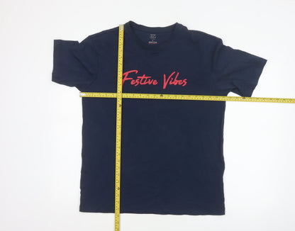 John Lewis Men's Navy S Festive Vibes Christmas Graphic T-Shirt