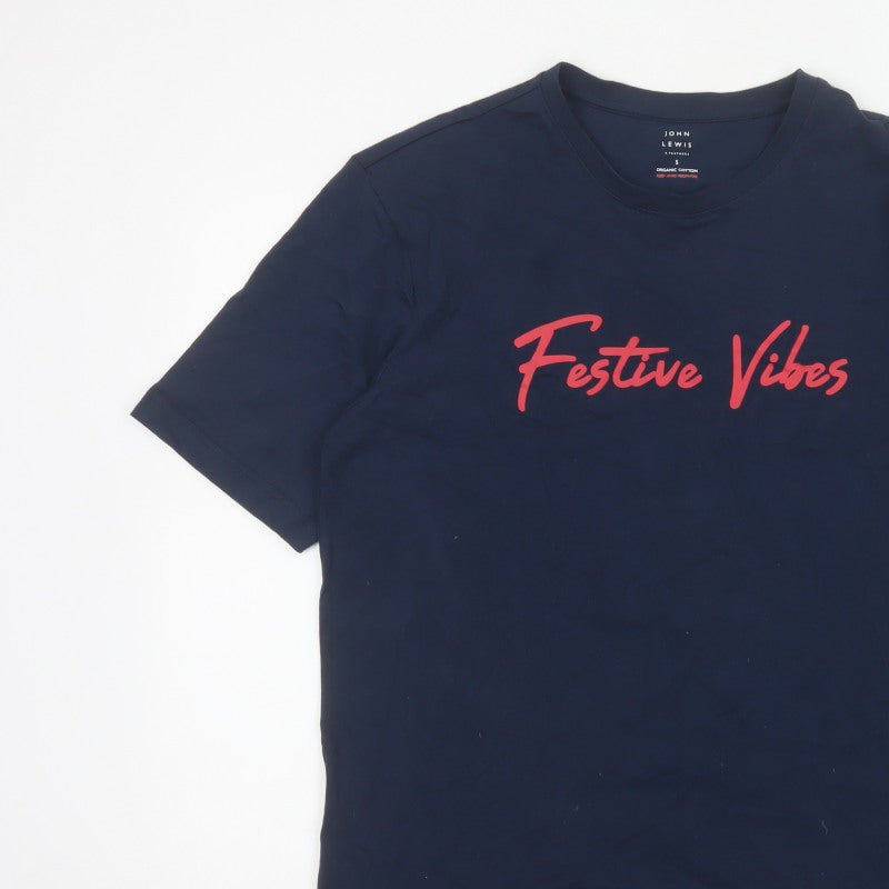 John Lewis Men's Navy S Festive Vibes Christmas Graphic T-Shirt