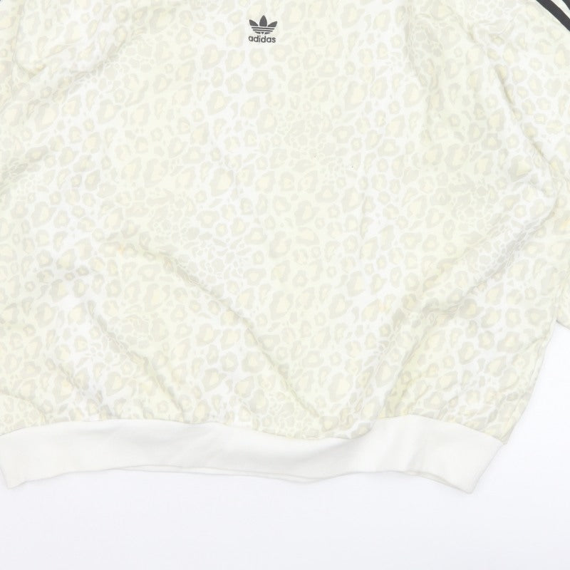 Adidas Women’s Ivory UK 12 Leopard Print 3 Stripe Crew Sweatshirt