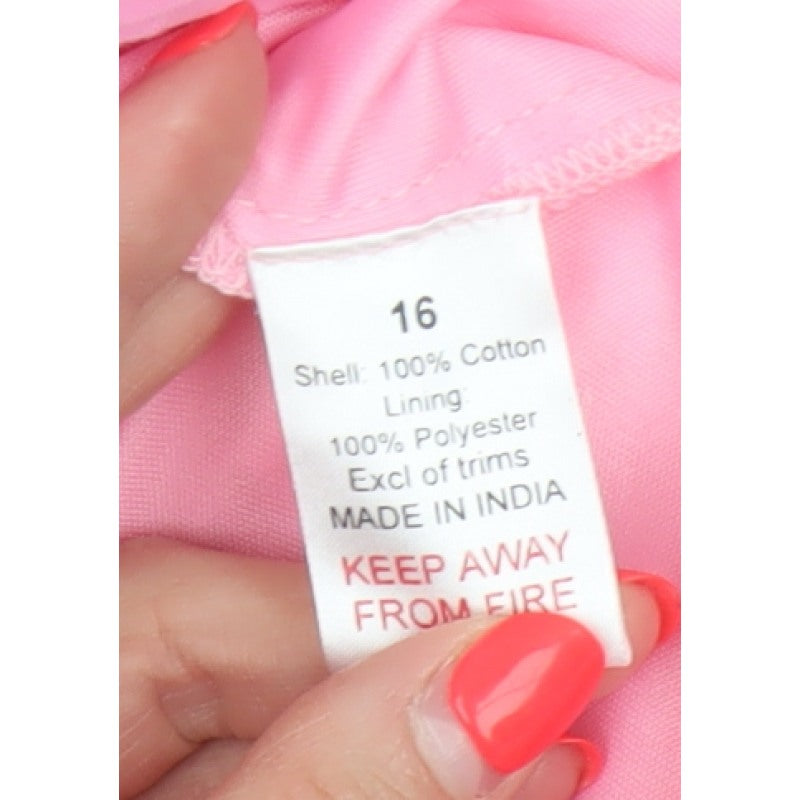 Studio Women Pink UK 16 A-Line Broderie Anglaise Ruffle Dress
