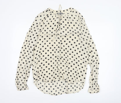 Laura Ashley Women Ivory Polka Dot Tie Neck Viscose Blouse UK 14