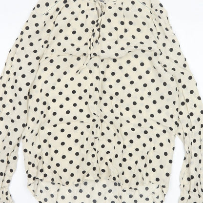 Laura Ashley Women Ivory Polka Dot Tie Neck Viscose Blouse UK 14