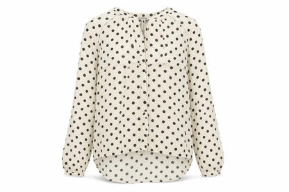 Laura Ashley Women Ivory Polka Dot Tie Neck Viscose Blouse UK 14