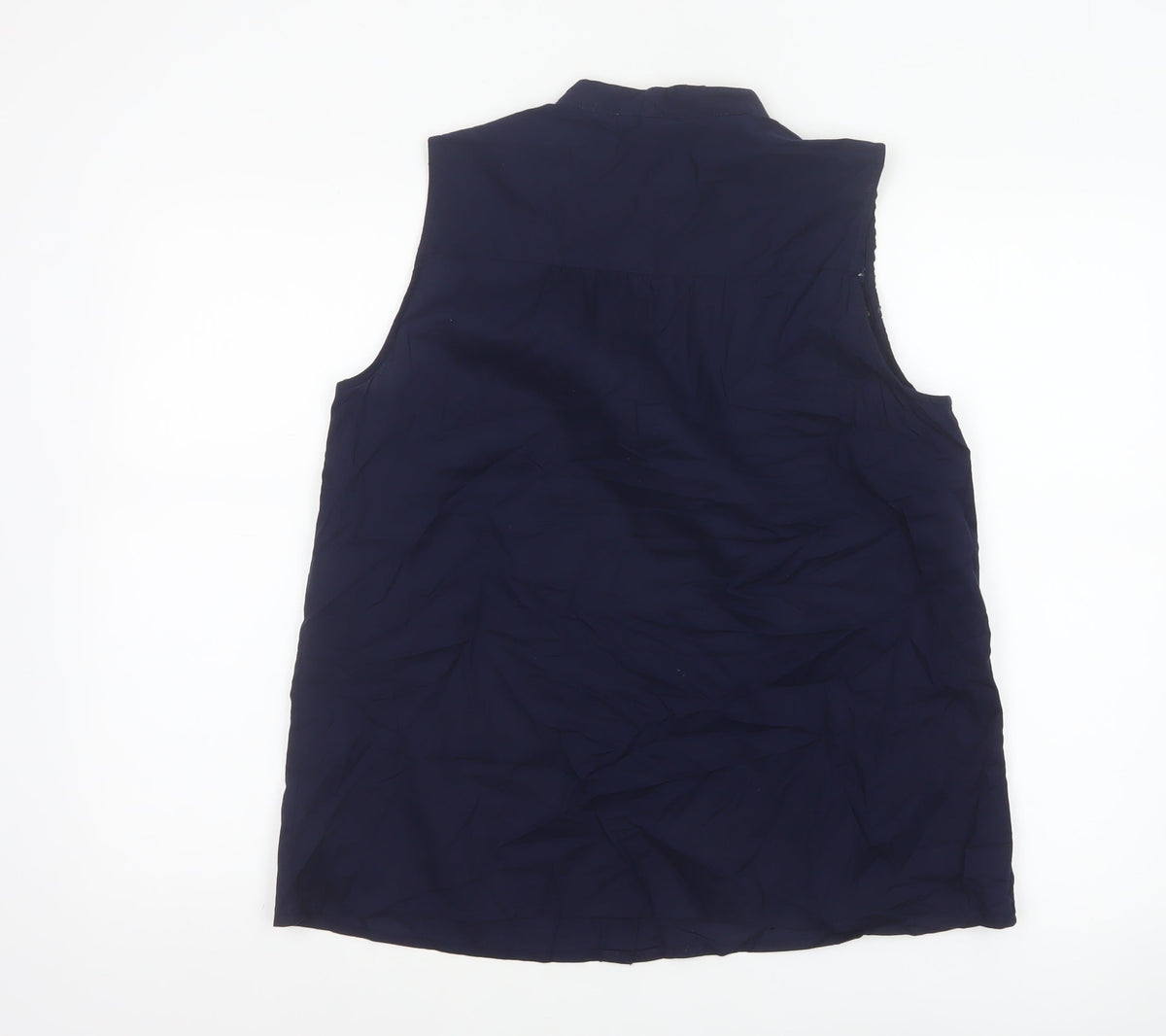 GAP Women Blue M Sleeveless Cotton Lace Button-Up Blouse