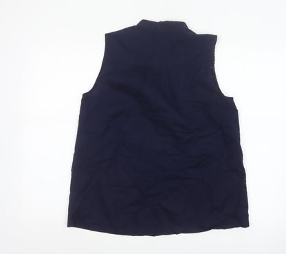GAP Women Blue M Sleeveless Cotton Lace Button-Up Blouse