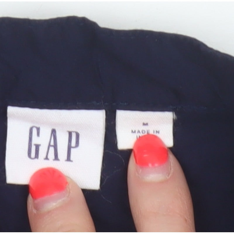 GAP Women Blue M Sleeveless Cotton Lace Button-Up Blouse