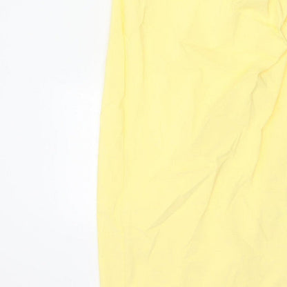 Amy Childs Women Yellow Size 8 Bodycon Midi Ruched V-Neck Dress