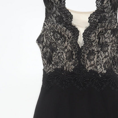 Lipsy London Women Black Lace Bodycon Pencil Dress UK 12 Party