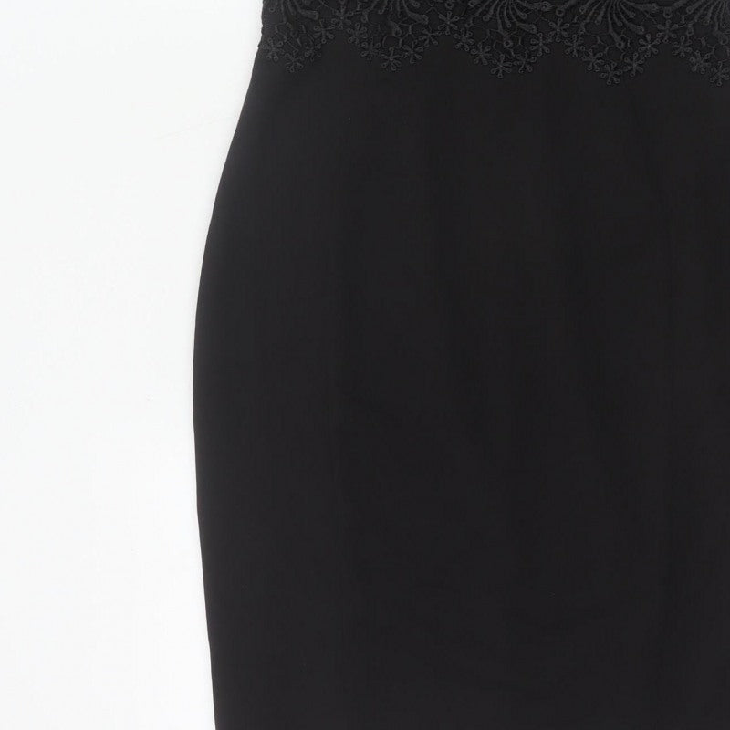 Lipsy London Women Black Lace Bodycon Pencil Dress UK 12 Party