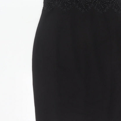 Lipsy London Women Black Lace Bodycon Pencil Dress UK 12 Party