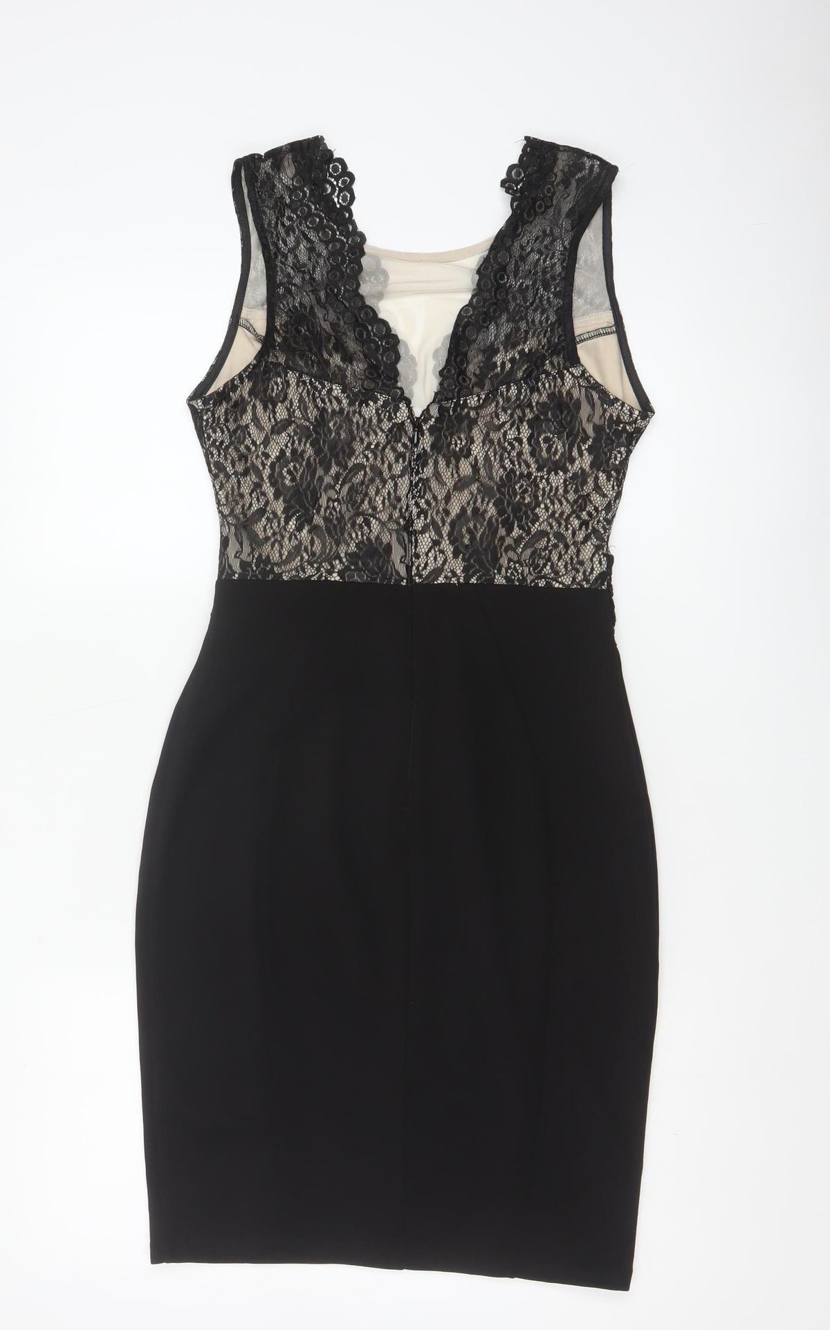 Lipsy London Women Black Lace Bodycon Pencil Dress UK 12 Party