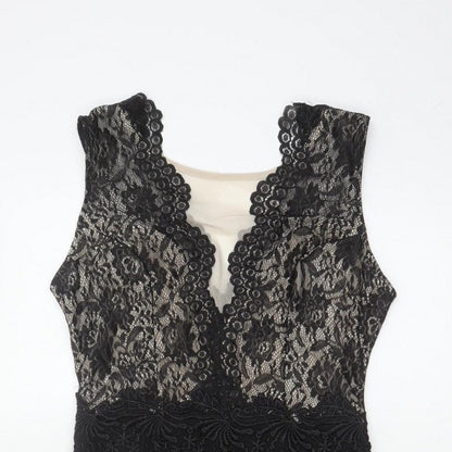 Lipsy London Women Black Lace Bodycon Pencil Dress UK 12 Party