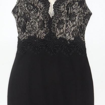 Lipsy London Women Black Lace Bodycon Pencil Dress UK 12 Party