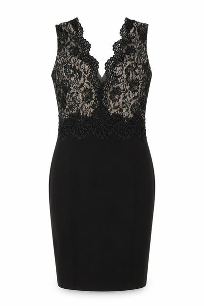 Lipsy London Women Black Lace Bodycon Pencil Dress UK 12 Party