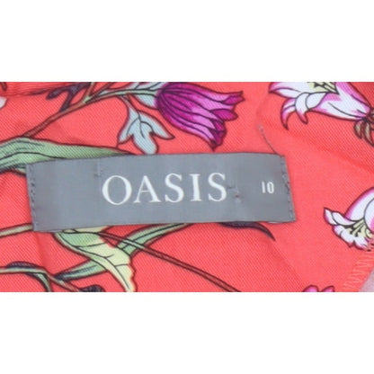 Oasis Women Orange Floral Fit & Flare Knee Length Dress UK 10