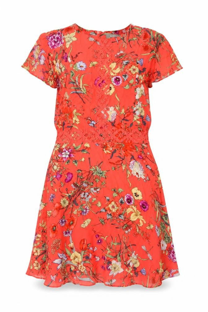 Oasis Women Orange Floral Fit & Flare Knee Length Dress UK 10