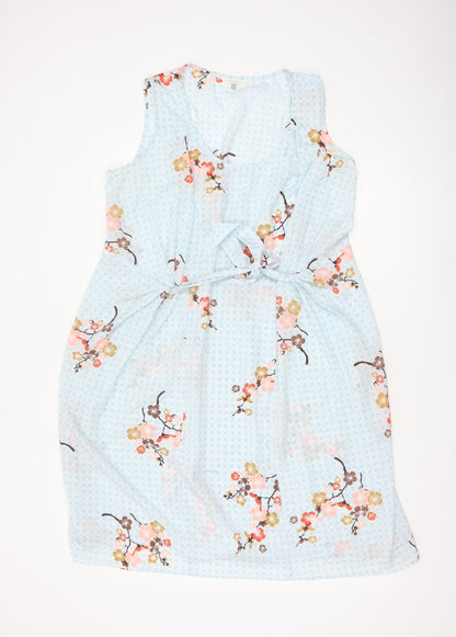 Lakeland Women Blue Floral Fit & Flare Sleeveless Dress UK 16