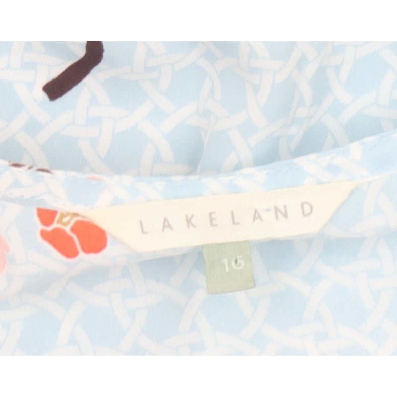 Lakeland Women Blue Floral Fit & Flare Sleeveless Dress UK 16