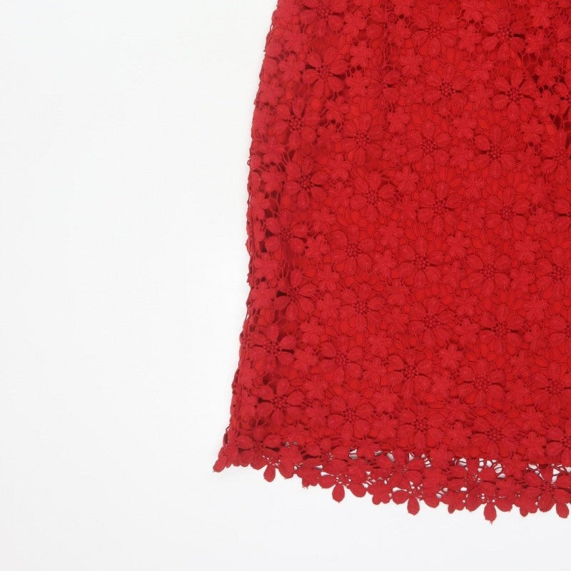 Per Una Women Red Size 14 Floral Crochet Lace Sheath Party Dress