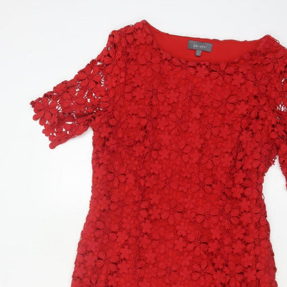 Per Una Women Red Size 14 Floral Crochet Lace Sheath Party Dress