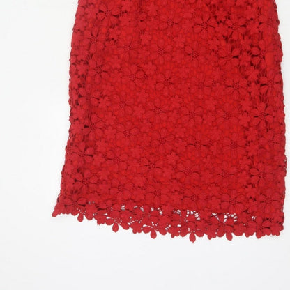 Per Una Women Red Size 14 Floral Crochet Lace Sheath Party Dress
