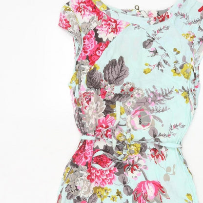 Joules Women Blue Floral UK 10 Fit & Flare Knee Dress