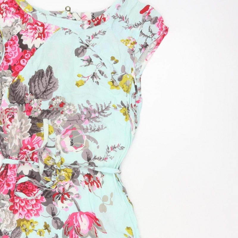 Joules Women Blue Floral UK 10 Fit & Flare Knee Dress