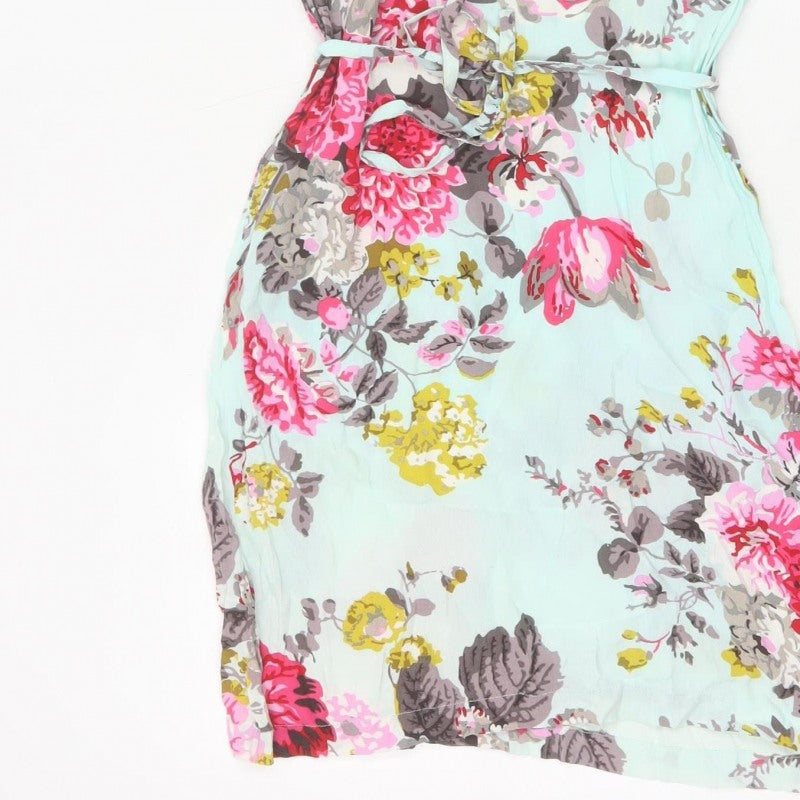 Joules Women Blue Floral UK 10 Fit & Flare Knee Dress