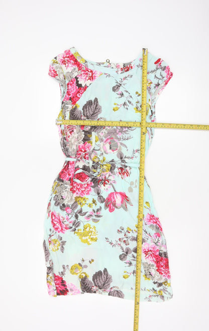 Joules Women Blue Floral UK 10 Fit & Flare Knee Dress