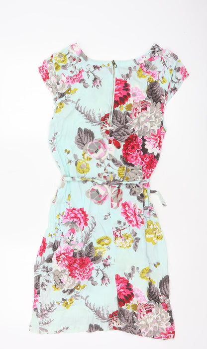 Joules Women Blue Floral UK 10 Fit & Flare Knee Dress