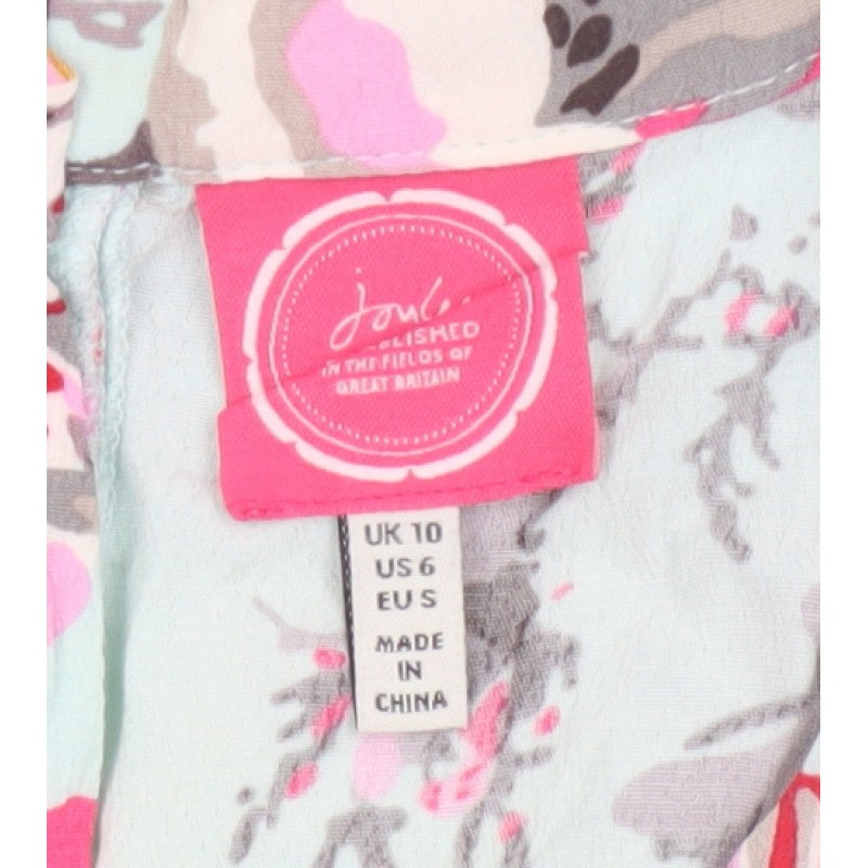 Joules Women Blue Floral UK 10 Fit & Flare Knee Dress