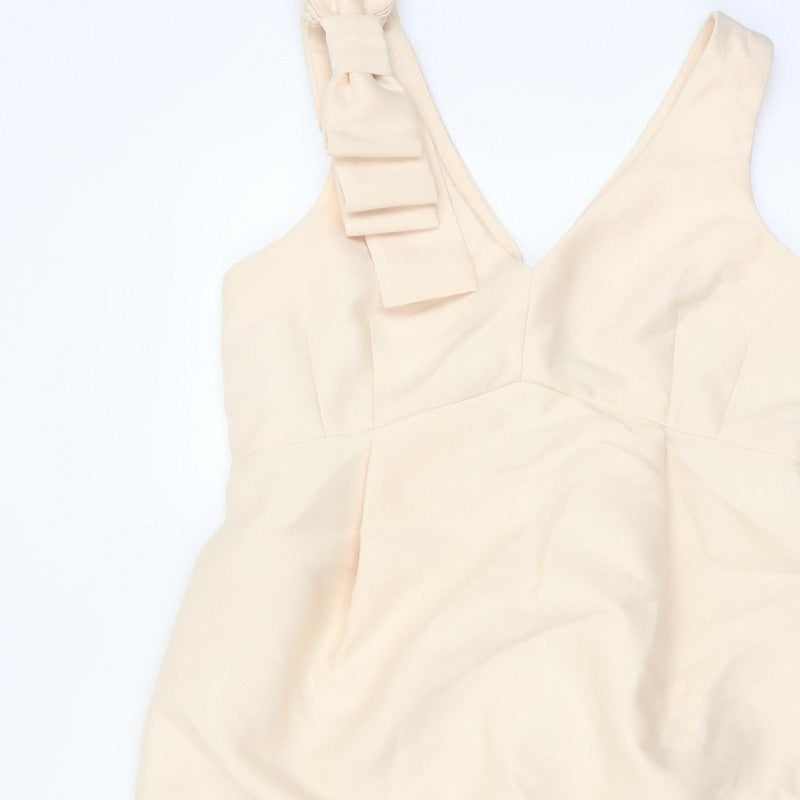 ASOS Women Ivory UK 14 Pencil Dress V-Neck Bow Strap Formal