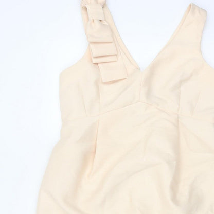ASOS Women Ivory UK 14 Pencil Dress V-Neck Bow Strap Formal